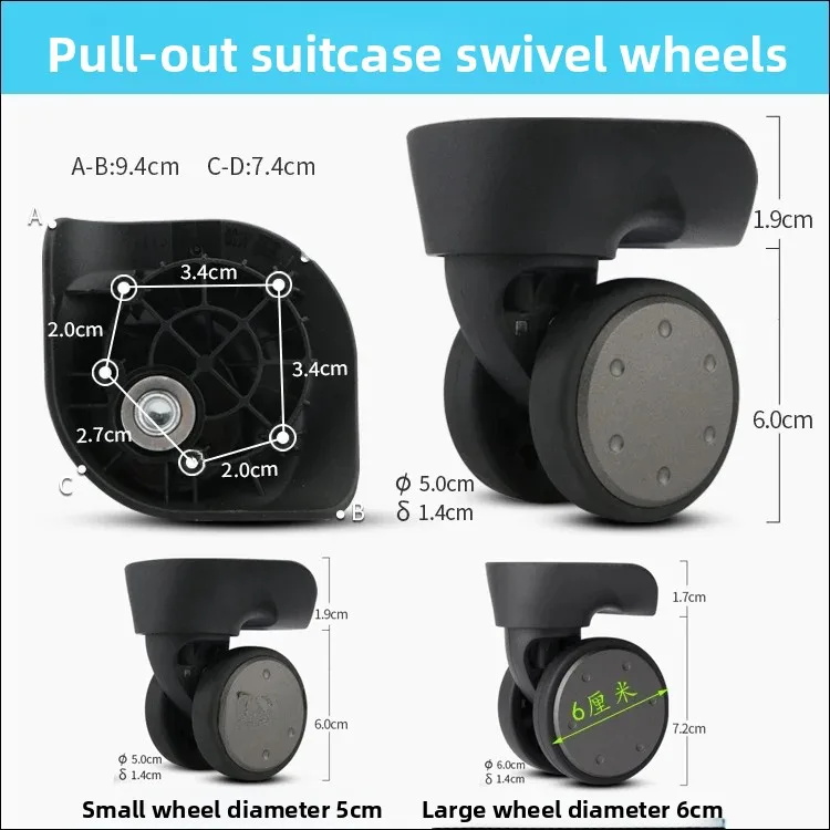 Luggage Wheel Spinner Handle Travel Suitcase Gliding Wheels Support Bracket ZTL197 JL103 Versatile Rolling Carryon Bag