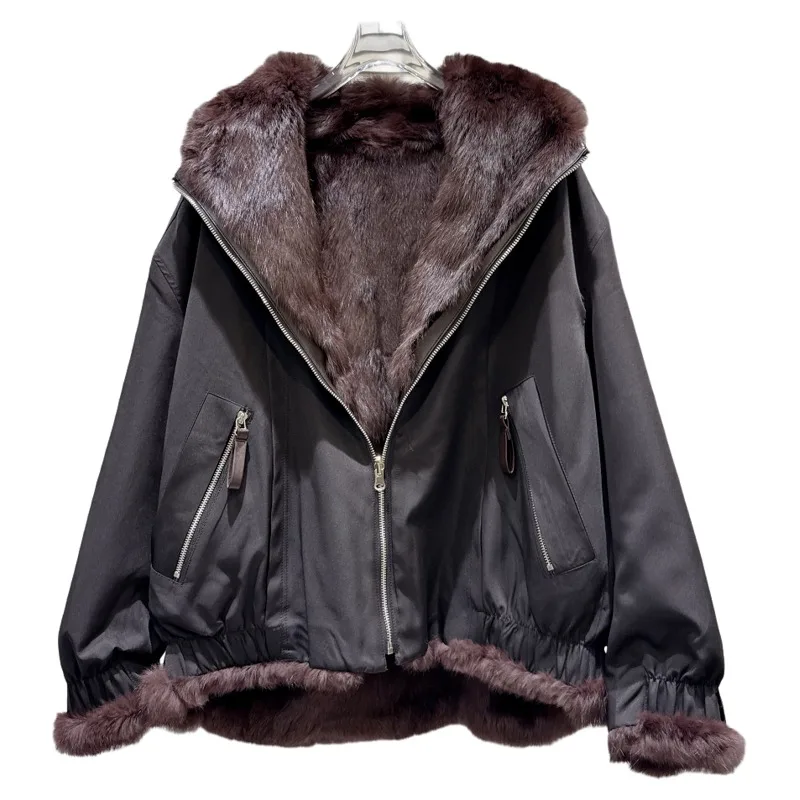 2025 hiver mode et loisirs nouveau Maillard haut droit fermeture éclair deux côtés Parkas chauds manteau épais vêtements féminins