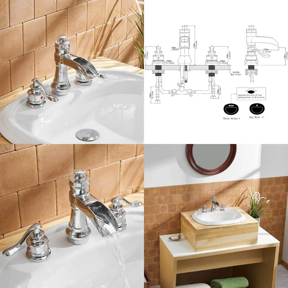 

Chrome Lead-Free 8 Widespread Lavatory Deck Mount Faucet with Supply Lines, 3 Hole, Two Handle Bathroom Sink Fixture