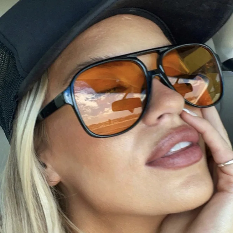 نظارات شمسية موديل جديد على شكل ضفدع ، نظارات شمسية مزدوجة الشعاع ، إطار كبير ، تصميم مقعر