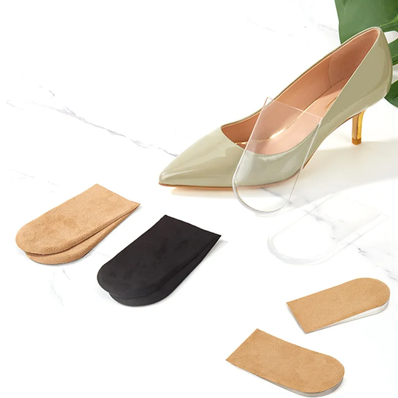 Silicone invisible inner raised insole GEL heel pad with adjustable velvet surface to increase leg length difference