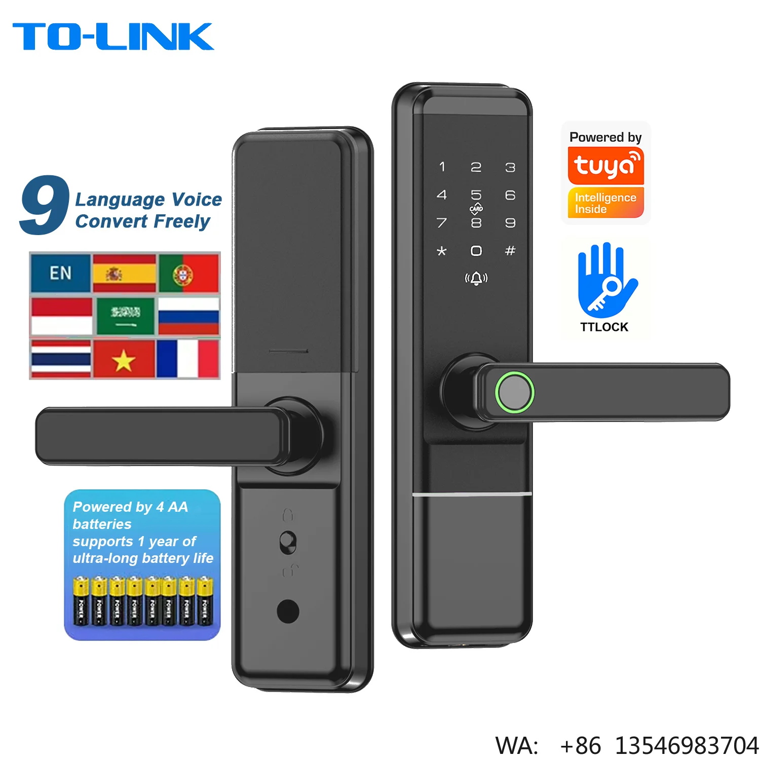

Anti Theft Smart Fingerprint Door Lock for Wood/Steel Door with Memory Card Fingerprint Password & App Control-High Quality