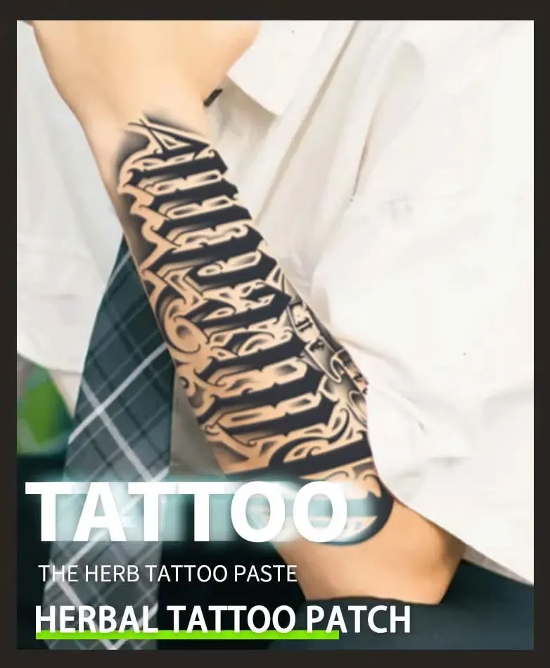 1 Stück 2,5D handgeschriebene Schriftart Arm wasserdicht temporäre Tätowierung, langlebig 1-2 Wochen, realistisches semi-permanentes Fake-Tattoo – Detail 1