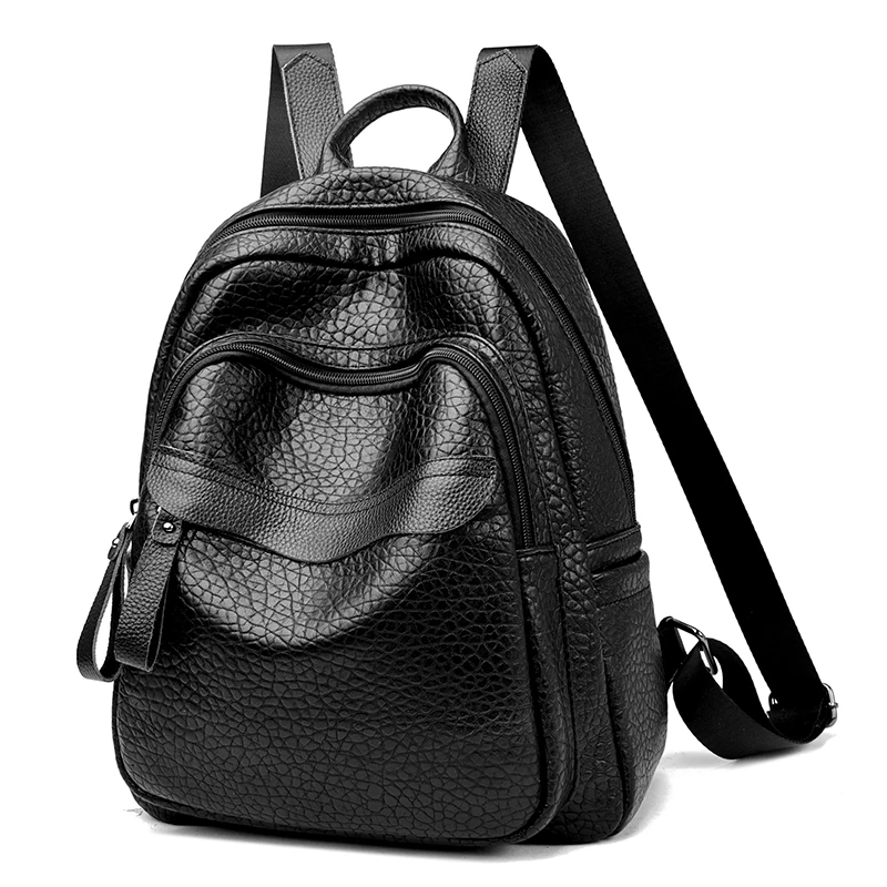 PU Female Bags Backpack Shoulder 2024 Female Women\'s Travel Bag Fashion Black High-Capacity Ladies Portable Shoulder Bag