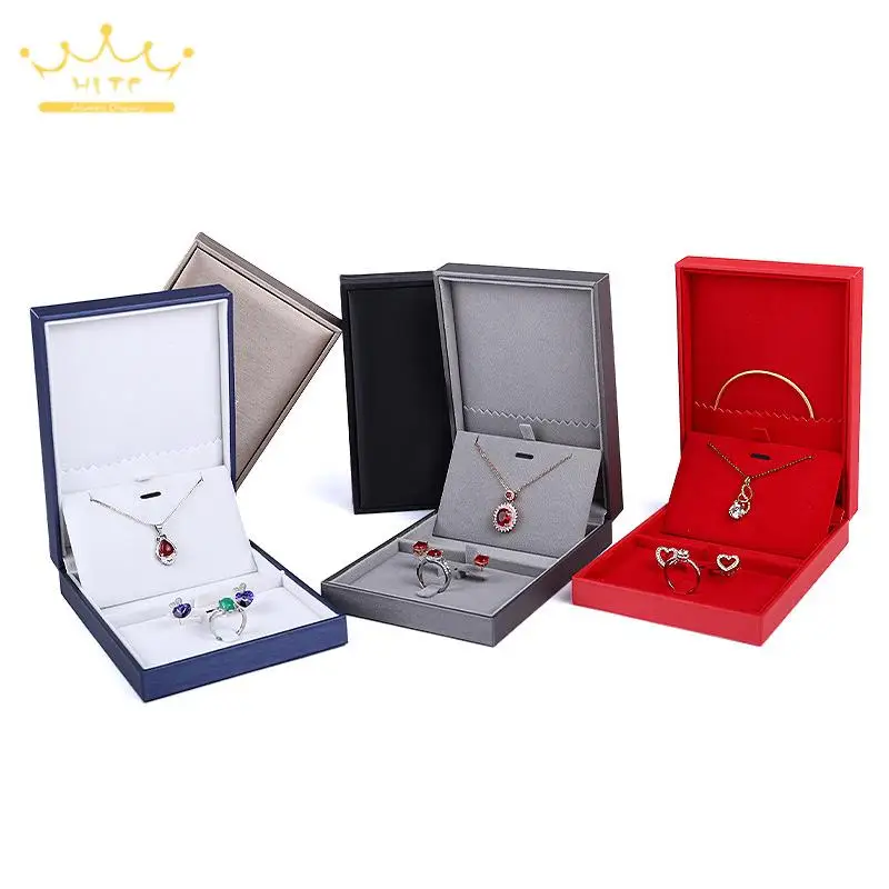 Jewelry Packaging Gift Box Brushed Leather Ring Stud Necklace Jewelry Storage Box Set Box