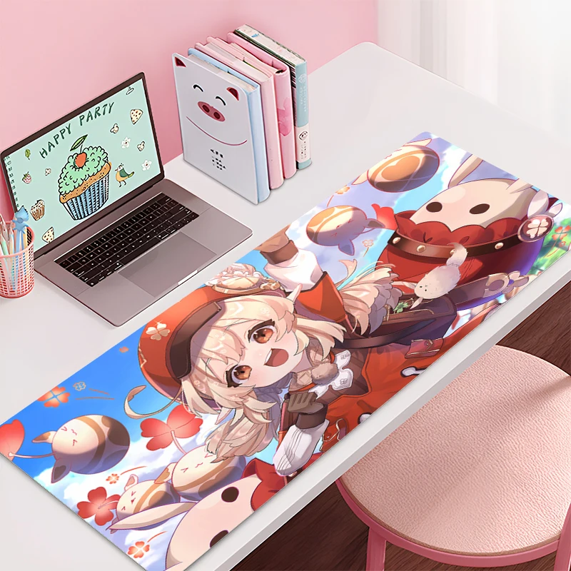 

Mousepad Large Genshin Impact Klee Gaming Keyboard Gamer Mouse Pad on The Table Desk Mat coaster PC carpet game Anime Mouse Mats