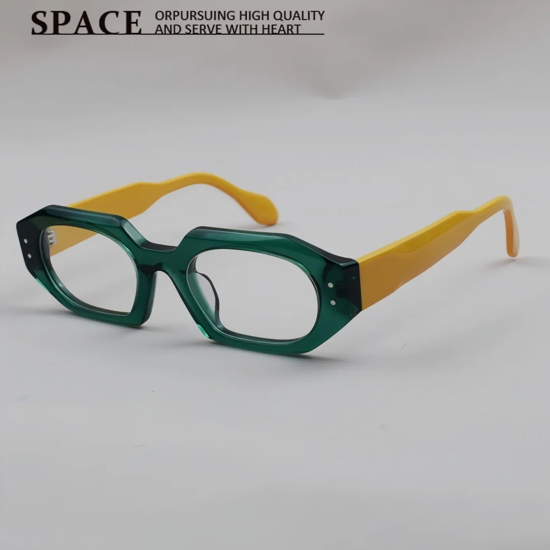New Irregular Rivet Handmade Acetate Optical Glasses Frame Women Fashion Spectacles Frame For Prescription Myopia Eyeglasses
