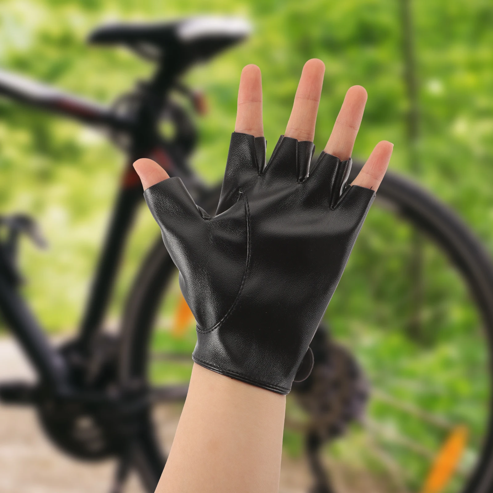 1 Pair Fingerless Gloves For Men Women Bike Riding Gloves Shockproof Anti-Slip Uv Protection Palm Padded Outdoor Cycling Fishing
