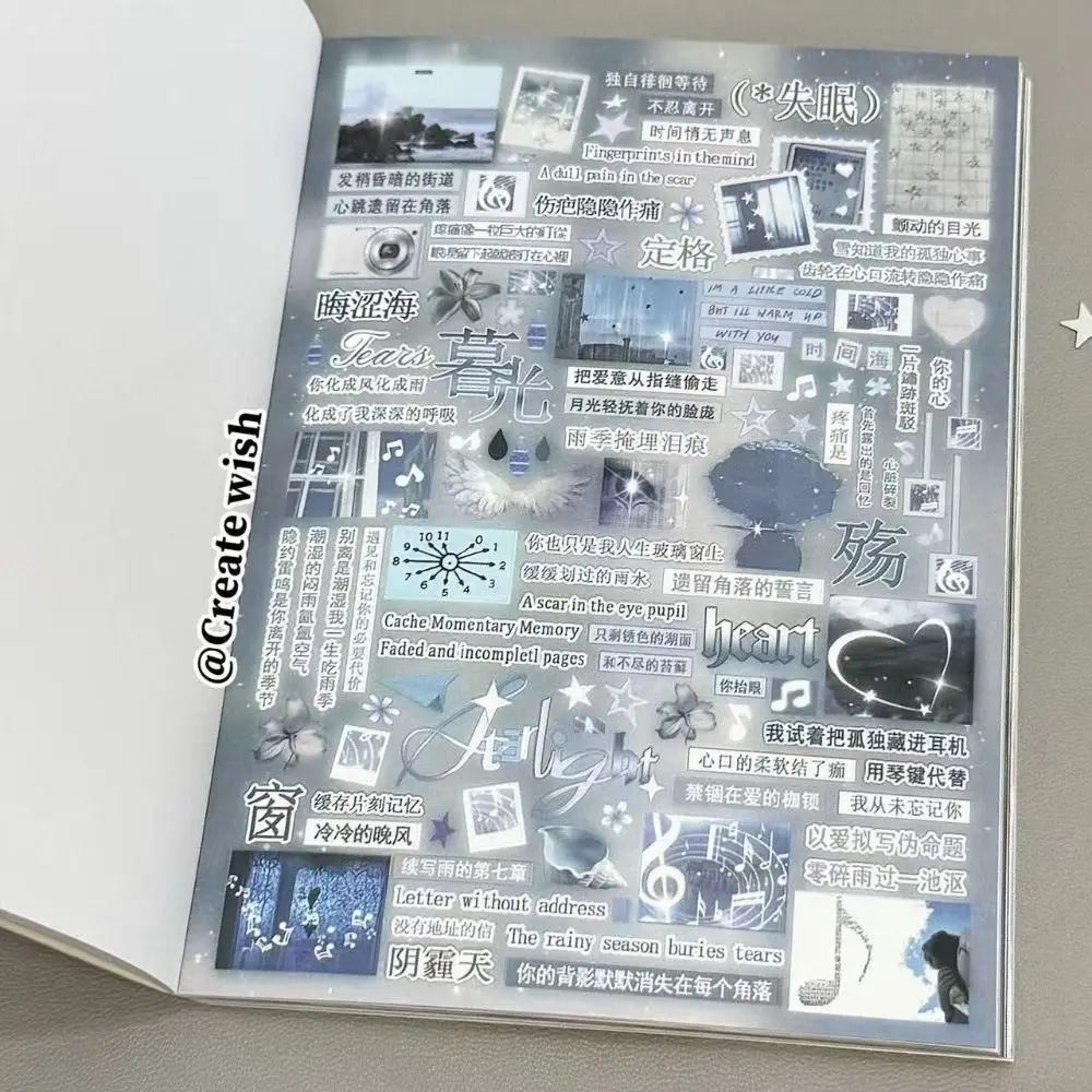 Japanese Style Sticker Book Cut Film Sheets Booklet Format Scrapbook Stickers Rounded Corners Collage Layout Decorative Stickers