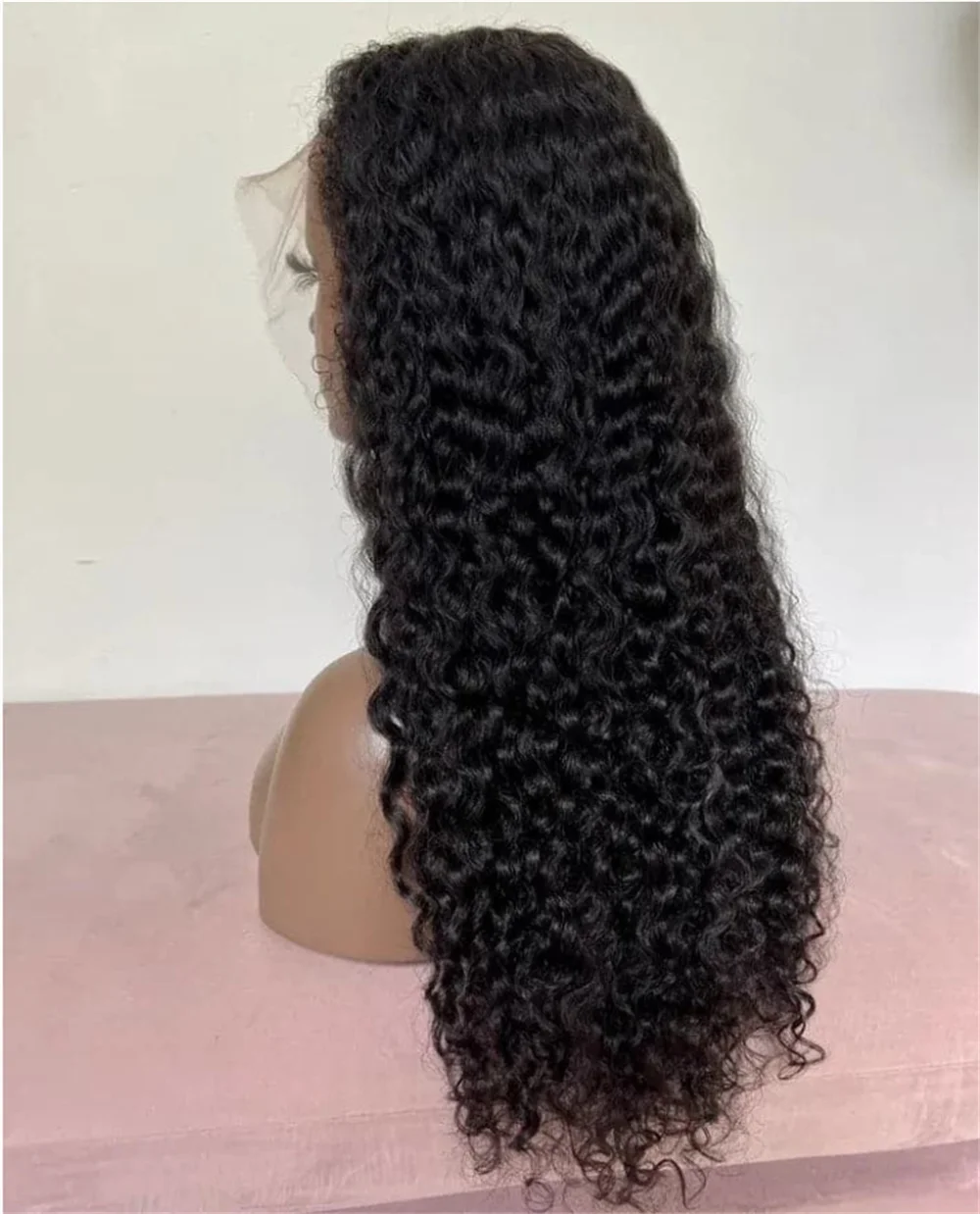 Натуральный Черный Длинный 180 Плотность 26 дюймов Мягкий Бесклеевой Кудрявый Глубокий Парик Фронта Шнурка Для Женщин С Волосами Младенца Предварительно Собранные Ежедневно