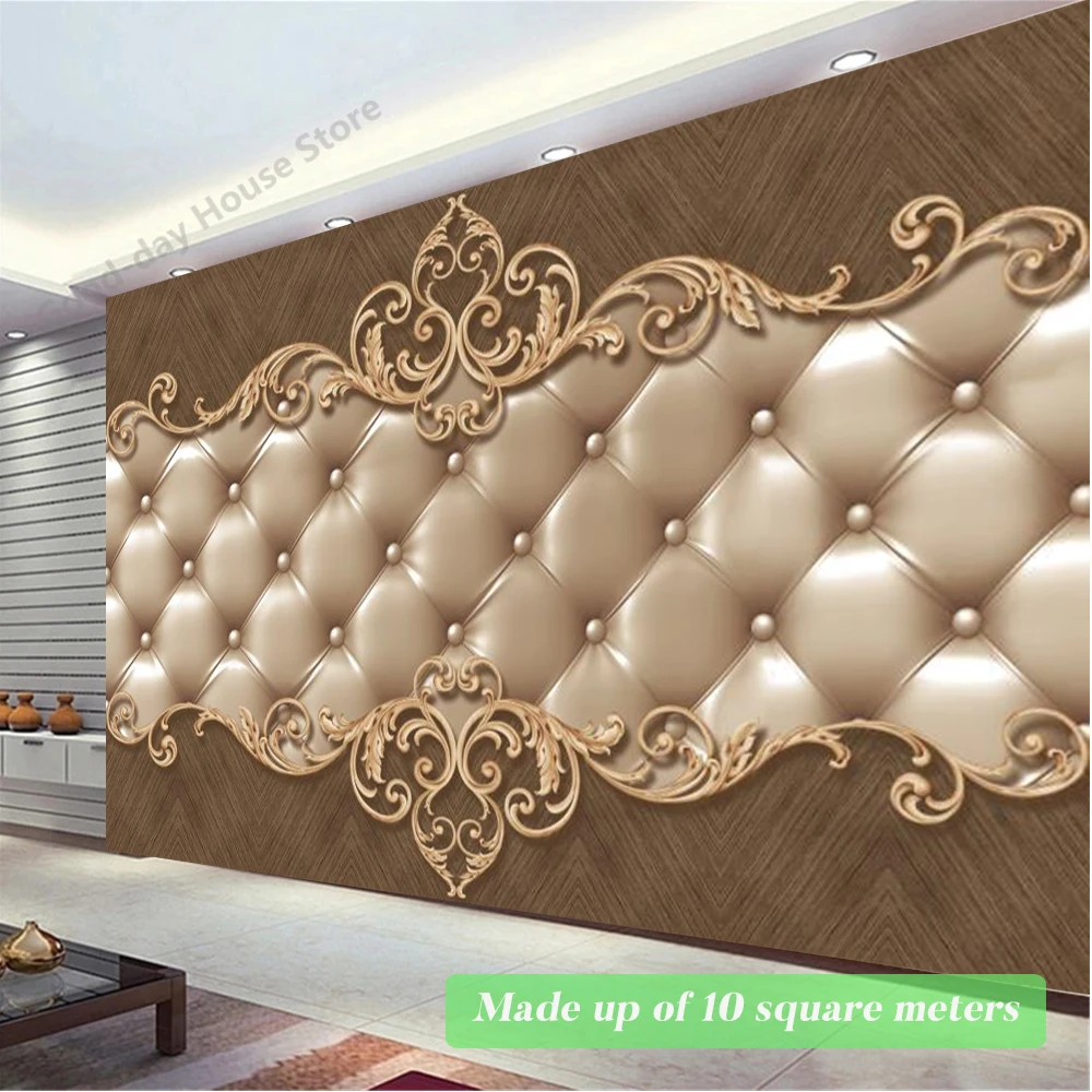 Brown Luxury Living Room Sofa TV Background papel de parede Modern Wall Paper Bedroom Kitchen Non Woven Wallpaper Large Mural