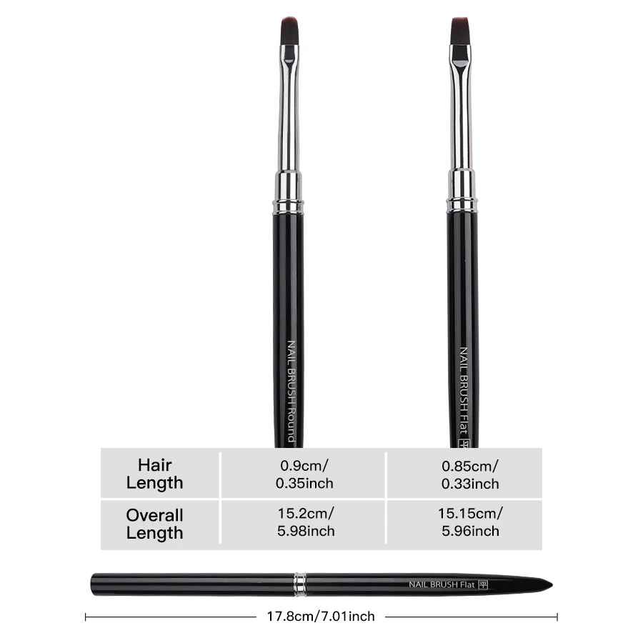 2pcs Of Light Treatment Pen Nail Tools with Cap Broad Round Tip Large Square Round Tip Flat Tip Nail Art Pen Pole Broader Pen H