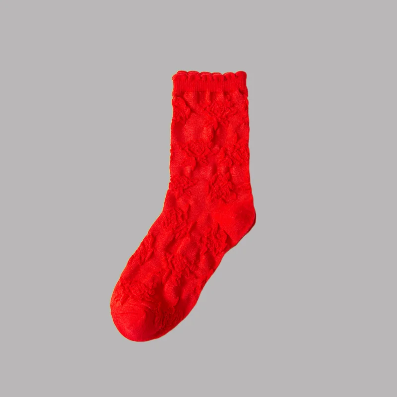 3/6 Paar Damen rote Casual Socken bequeme Mid-Tube Socken Frühling und Herbst Baumwoll socken leuchtend rote Hochzeit festliche Socken