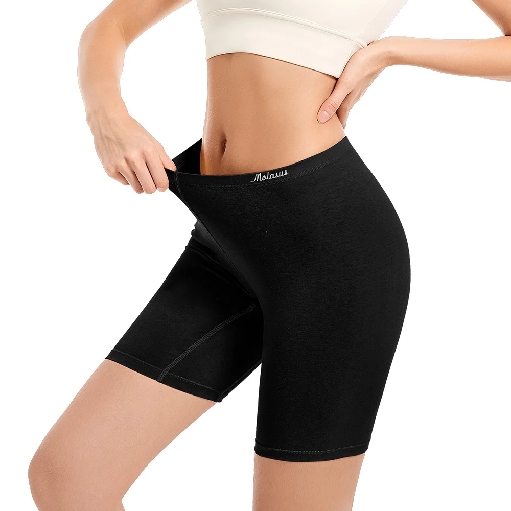 Molasus Womens Cotton Panties Biker Shorts Boxer Briefs Ladies Anti Chafing High Waisted Underwear for Work Sport Pregnant 1PC