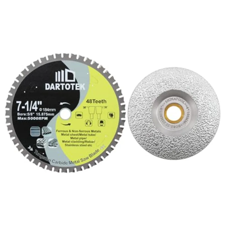 

Отрезной диск по металлу 7-1/4 дюйма/184 мм, 48 зубьев, с напайками из карбида вольфрама (TCT), для стали, нержавеющей стали и ферросплавов
