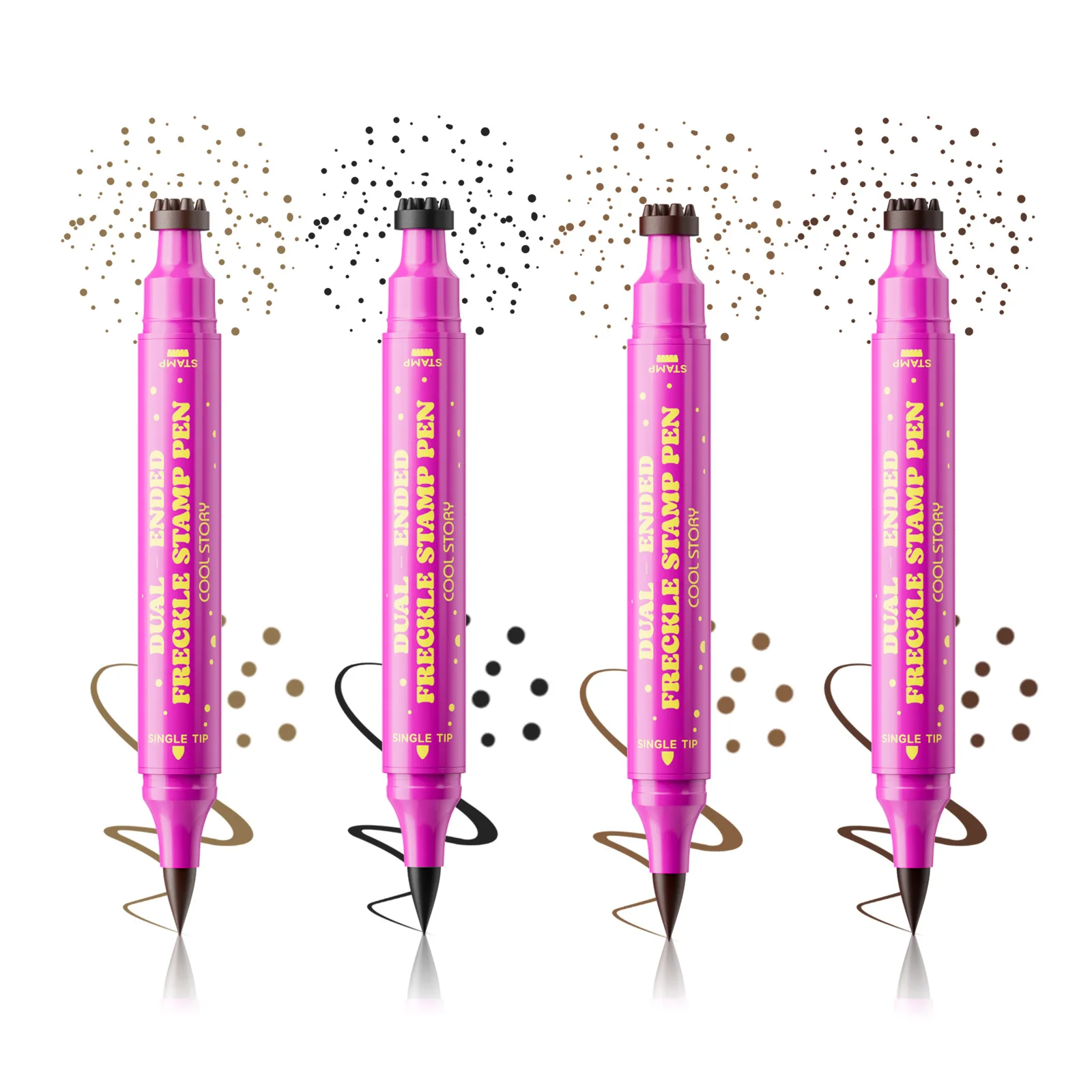 4 Color Dual-Ended Fake Freckles Stamp Pen Natural Waterproof Lifelike , for Long Lasting Look Dot Spot Pen Makep Tool Cosmetics