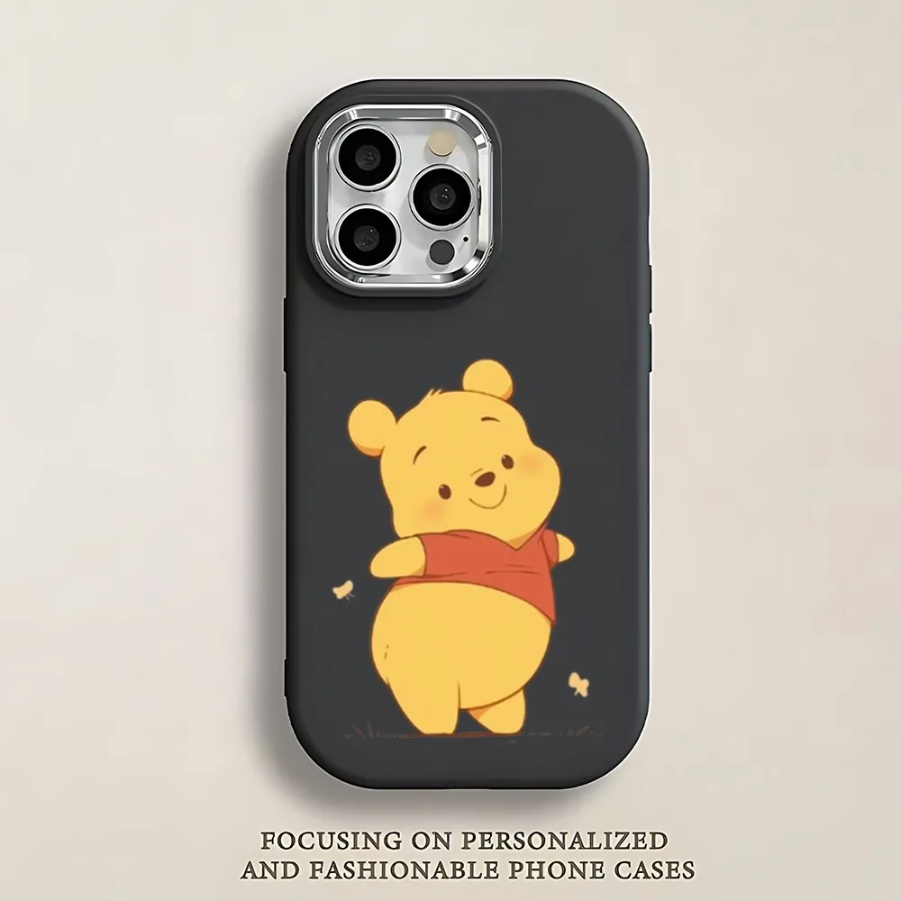 D-Disney W-Winnie The P-Pooh Phone Case For IPhone 13 14 15 16 Pro Promax Soft Silicone Large Hole Premium  Solid Color Suitable