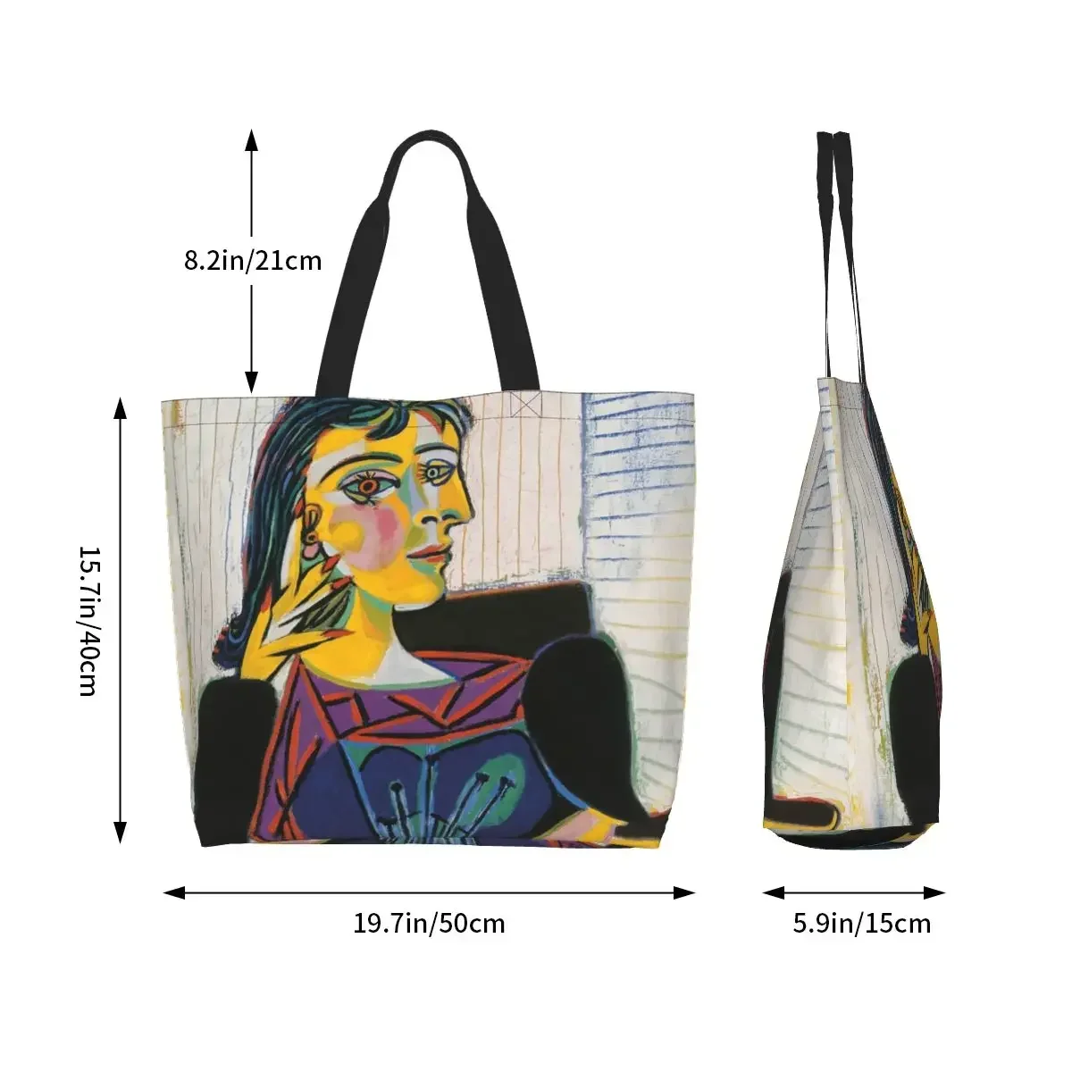 Recycling Portrait Of Dora Maar Shopping Bag Women Canvas Shoulder Tote Bag Portable Pablo Picasso Groceries Shopper Bags