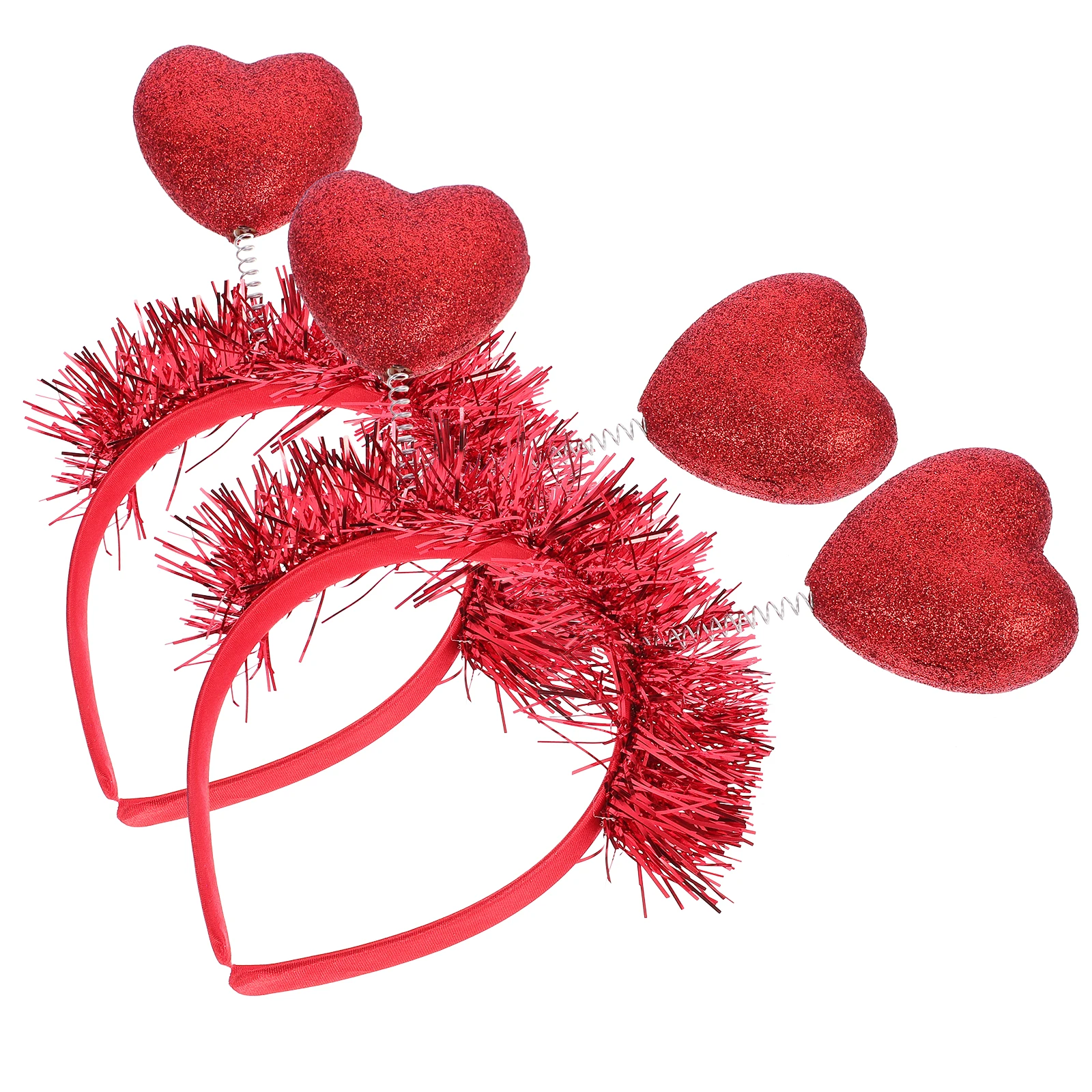 

2pcs Heart Shaped Hair Hoops Red Valentine Accessories Girls Selfie Photo Props Lightweight Headbands Party Wedding Carnival