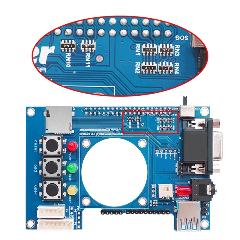 For Mister FPGA IO Analog Board Motherboard V6.1+Fan For Terasic DE10-Nano Mister FPGA IO Board