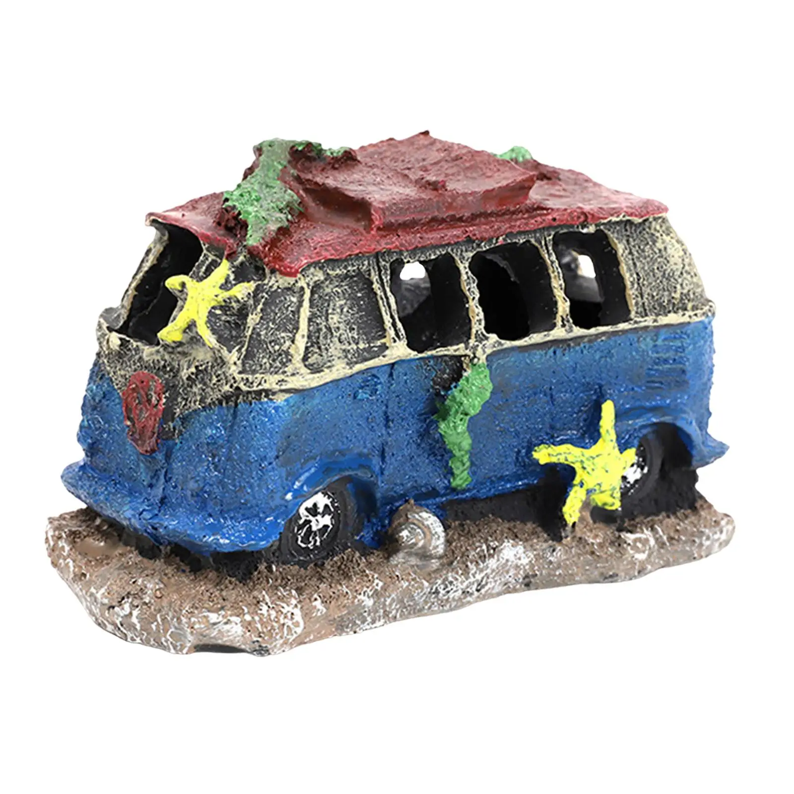 Resin Car Wreck Aquarium Decoration Shelter Aquarium Fish Hideout for Aquatic Pets to Breed Prawn Spawning Rest Play Fish