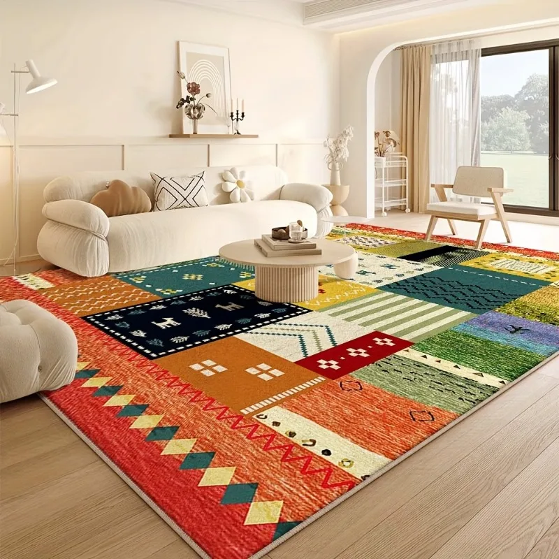 

Bohemian Style Living Room Carpet Colorful Stripes Bedroom Rugs Easy Care Luxury Decorative Rugs Washable Large Size Carpets 양탄자