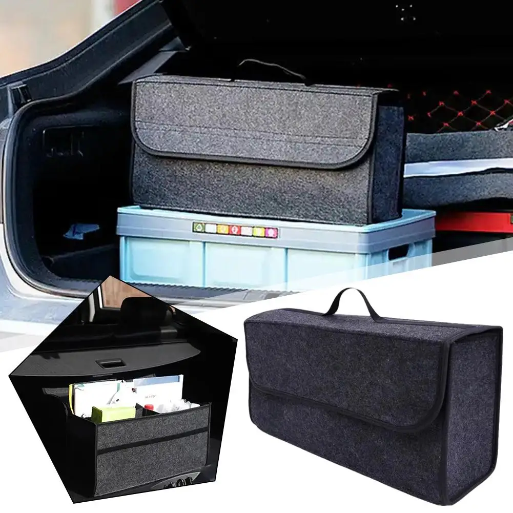 Gray Car Organizer Bag Car Trunk Organizer Anti Slip Compartment Boot Storage Organizer Tool Car Storage Bag Organizer For H3q8