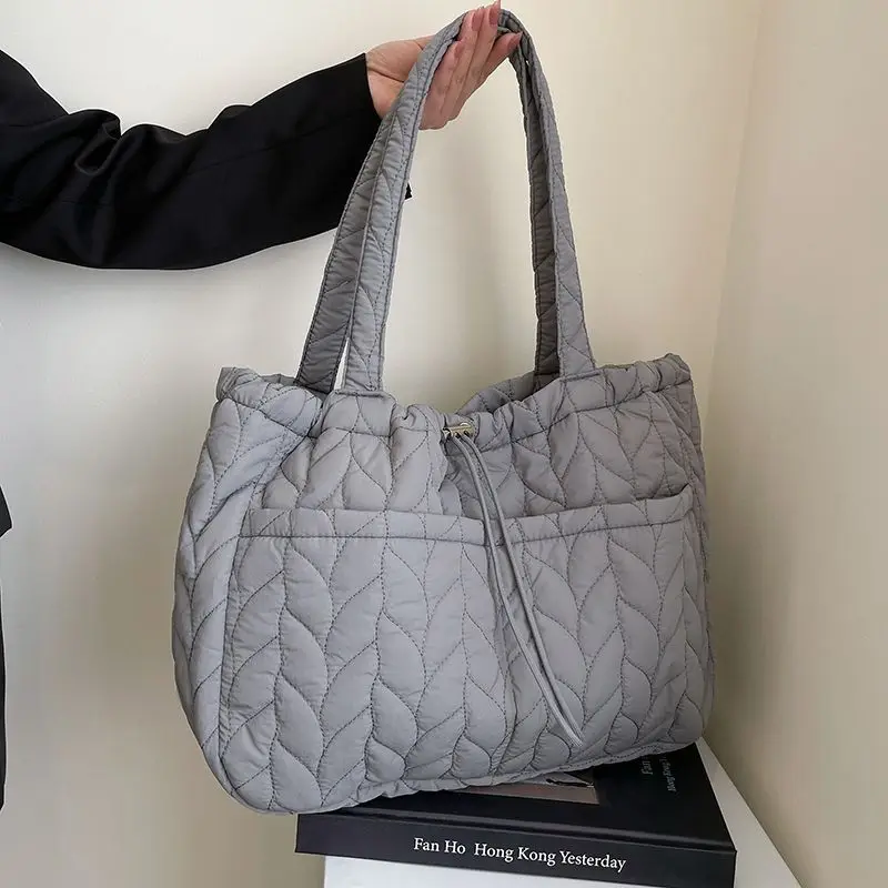 

Корейская пышная большая сумка на шнурке, женская однотонная легкая сумка на плечо большой вместимости, женские повседневные сумки подмышками