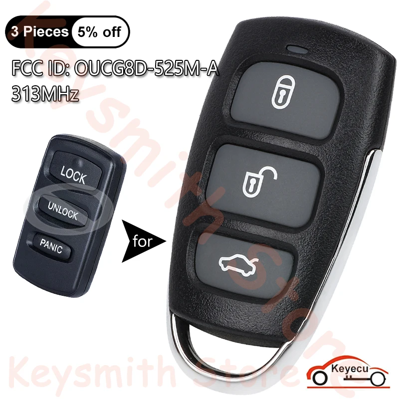 

KEYECU Upgraded Remote Car Key 313MHz Fob 3 Button for Mitsubishi Eclipse Galant Lancer 2002-2006 FCC: OUCG8D-525M-A