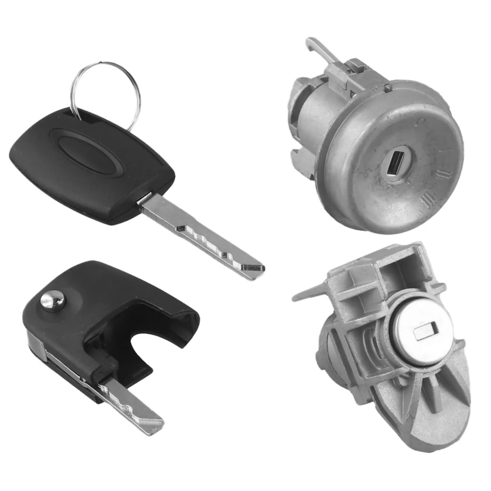 Ignition and Door Lock Cylinder Switch for Ford For Fiesta 2011 19 Silver Color Includes 2 Keys Quick Installation