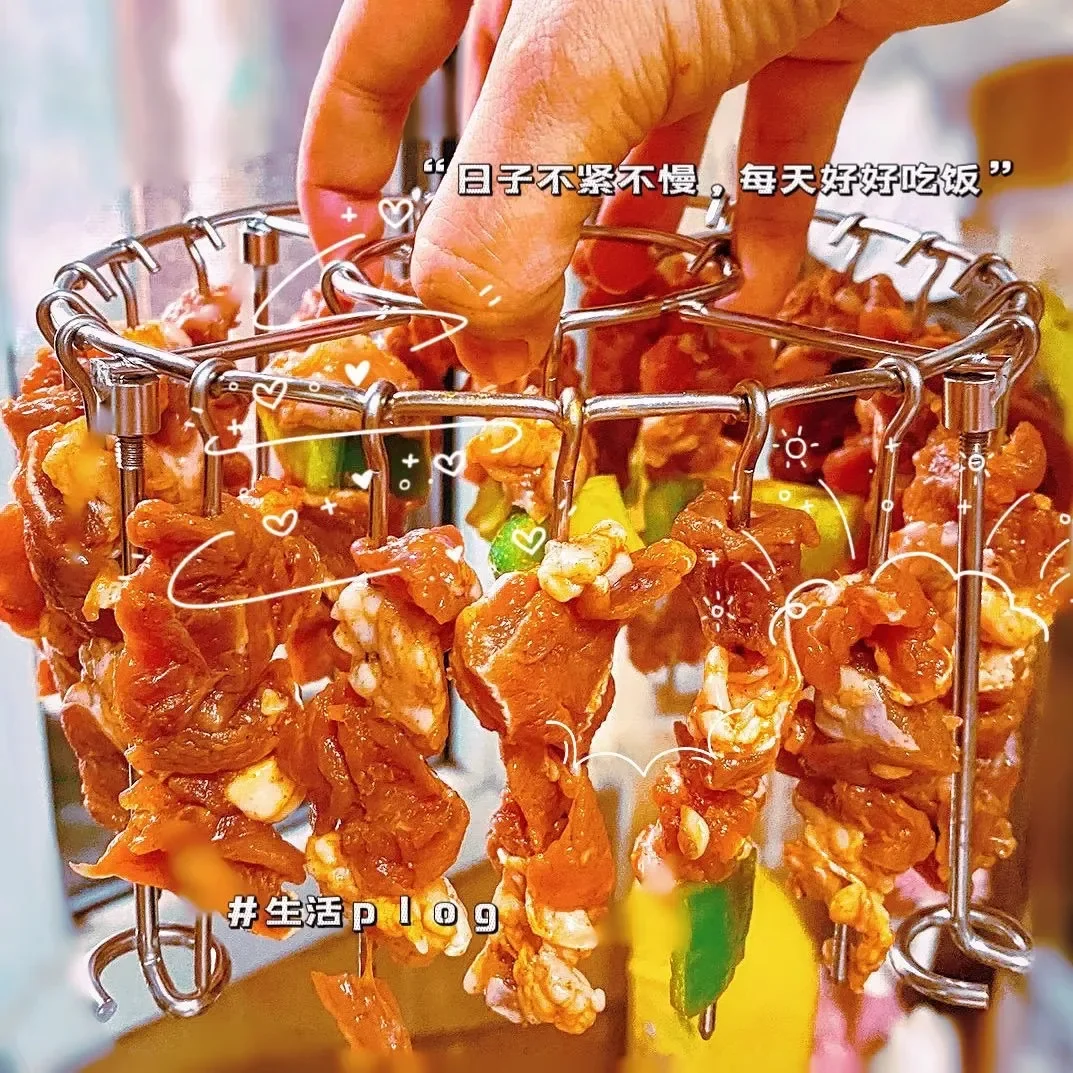 

Подвесная стойка для гриля для фритюрницы с подставкой для шампуров из нержавеющей стали для вертикальной обжарки, комбинированная бытовая электрическая сковорода