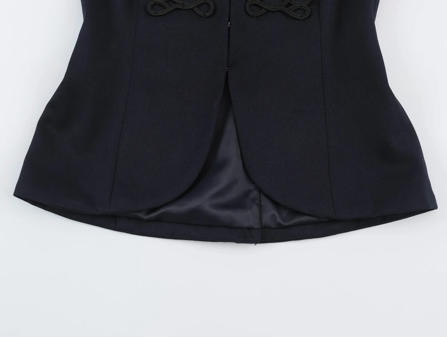 Damen Herbstmode, bestickte Jacken, elegante Jacken mit Stehkragen und Knöpfen, schwarze Jacken, Freizeitjacken, langärmelige Vintage-Napoleon-Jacken. – Detail 11
