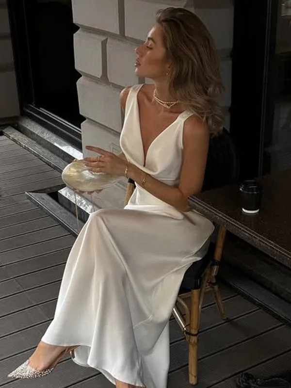 

Sexy Satin Long Sve Slim Fit Dr mid Waist Thiened Chinese Production Women's Faionable Gown