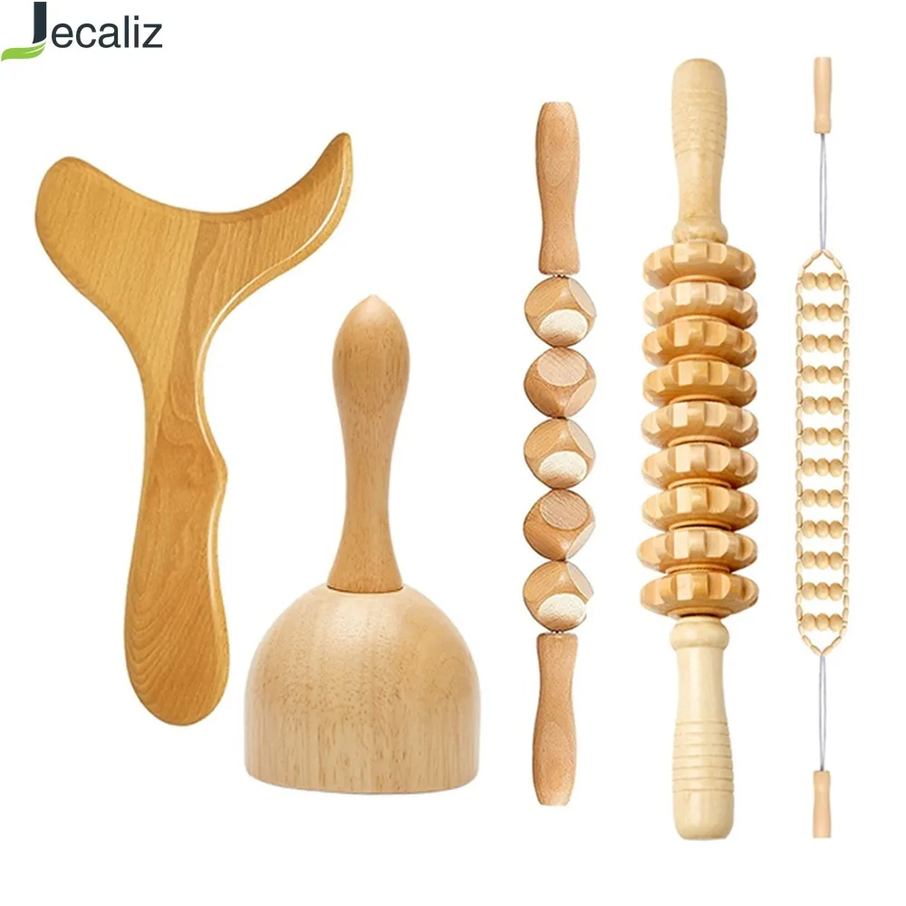 Wooden Lymphatic Drainage Massager Body Sculpturing Anti Cellulite Maderoterapia Set Colombian Wood Therapy Tools for Men Women