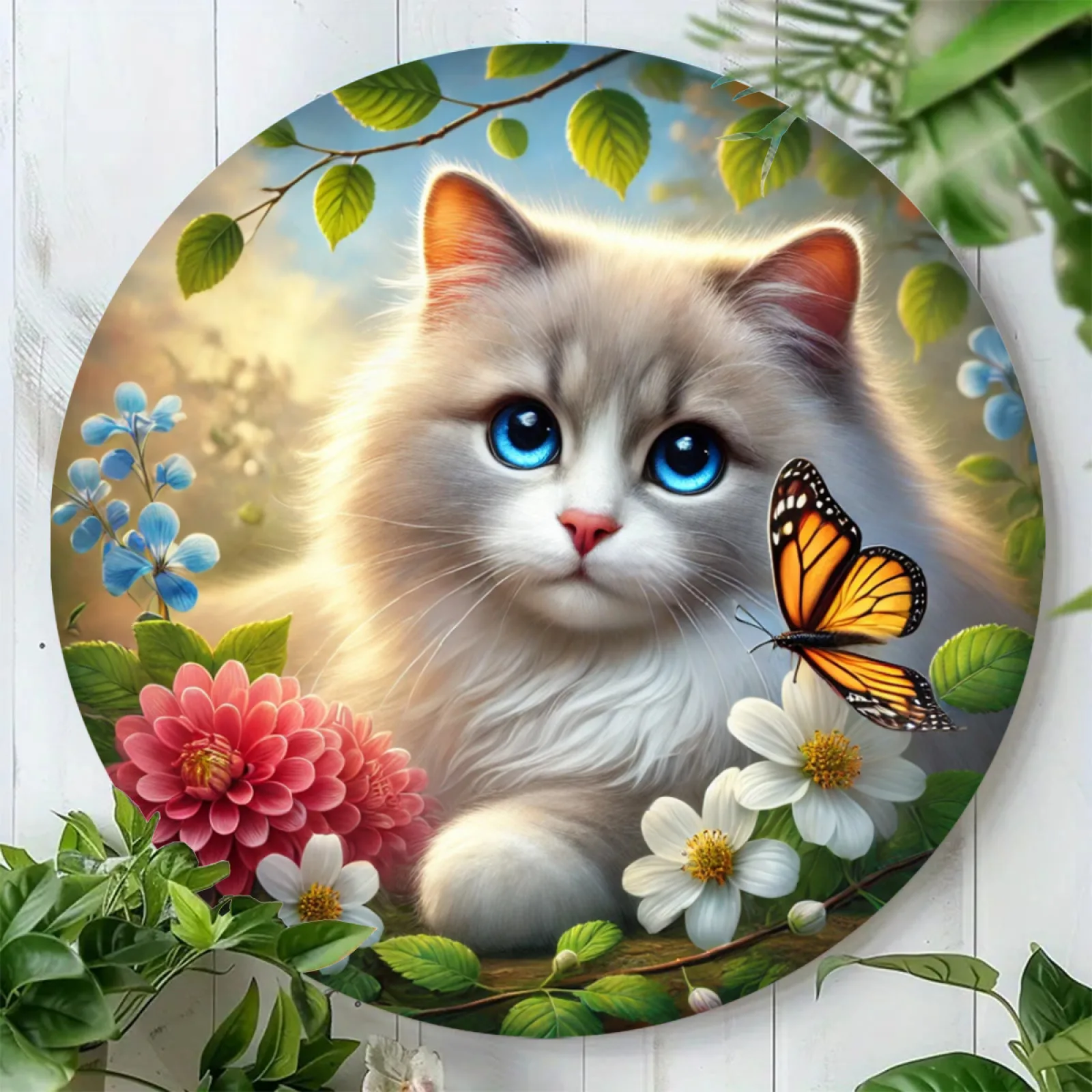 Rustic, Charming Kitten & Butterfly 7.8