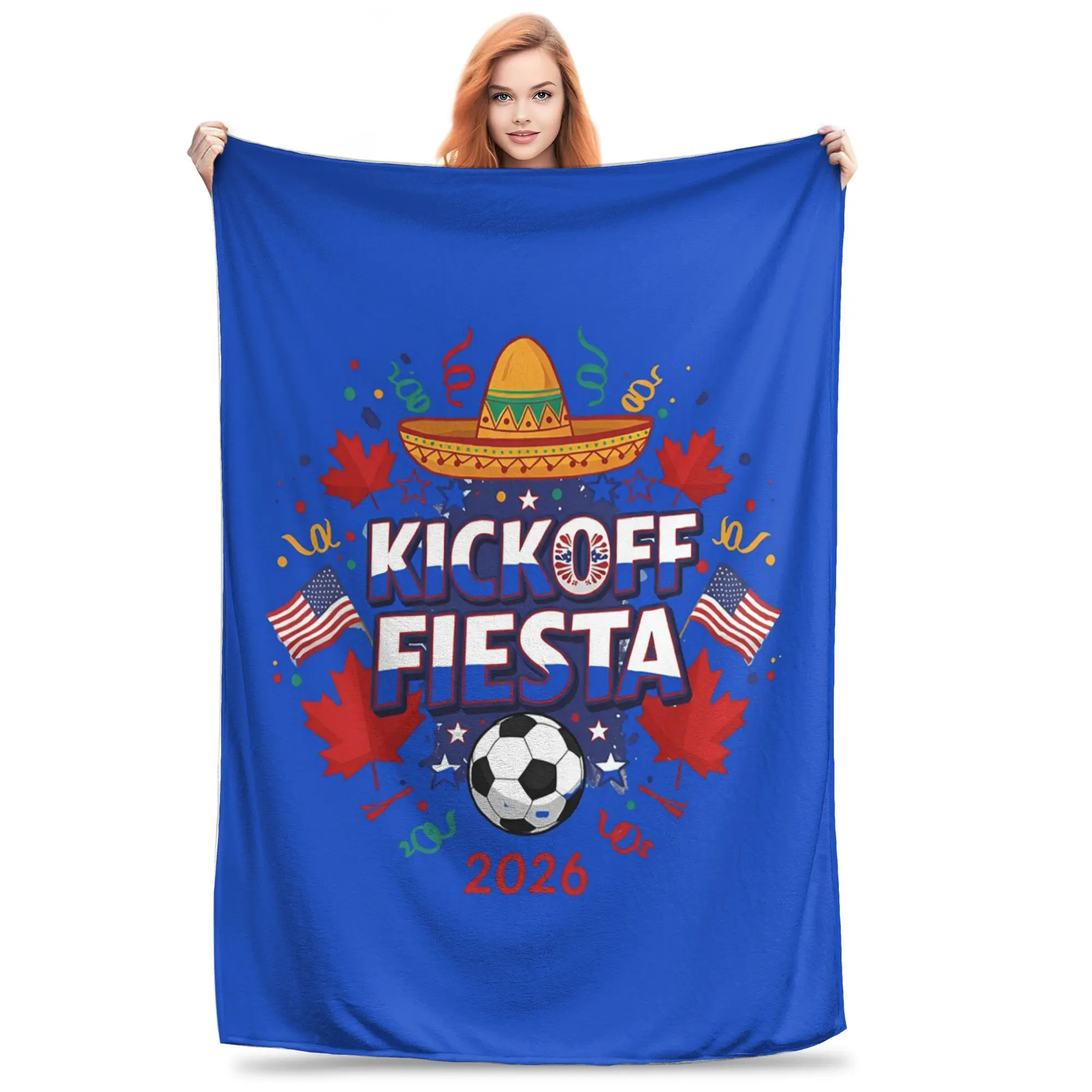 

Kickoff Fiesta 2026, одеяла для празднования футбола и сомбреро, многофункциональное фланелевое одеяло для дома, спальни, улицы