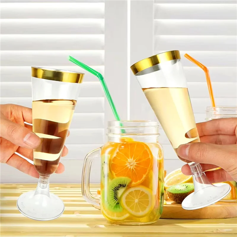 

TFTP-50Pcs 150Ml Disposable Champagne Flutes Clear Champagne Flutes Clear Toasting Glasses For Wedding Toasting Flutes Partys
