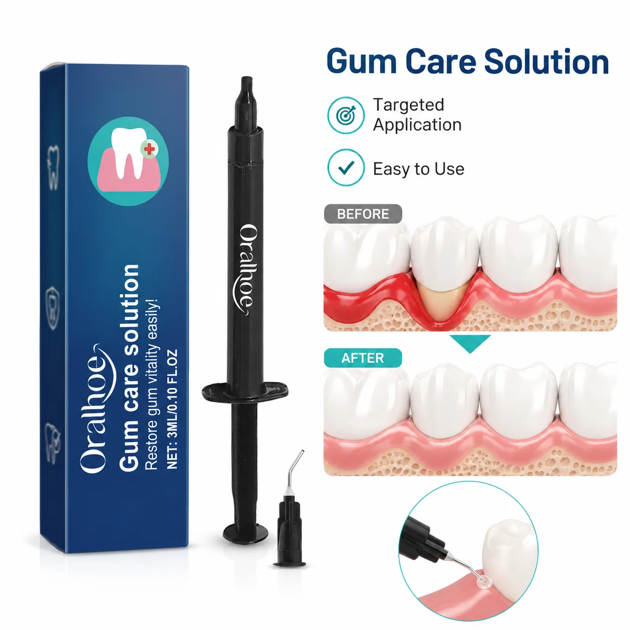 Gum Care Gel Peppermint Extract Precision Application Oral Care Solution Daily Gum Comfort Mouth Freshness Gum Protect Gel