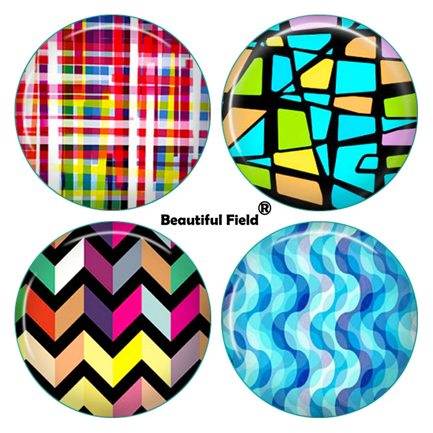10mm 12mm 25mm 14mm 16mm 18mm 20mm 30mm Photo Pattern Round Glass Cabochons Beautiful Geometric Fringe