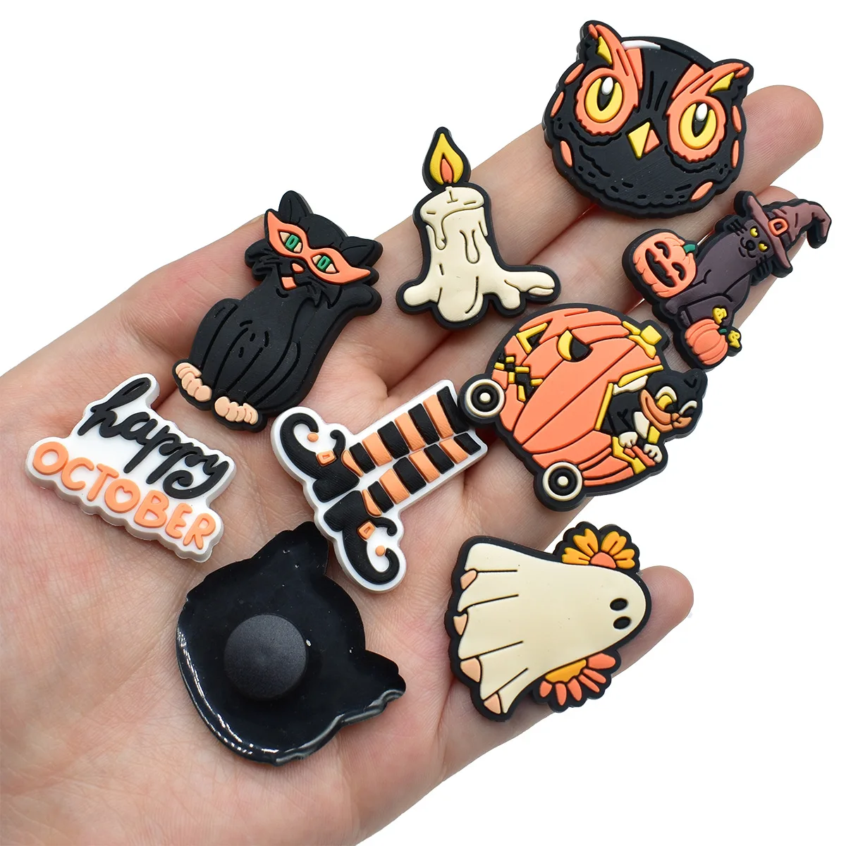 2pcs lot Halloween PVC shoe buckle charms accessories decorations ghost for clogs sandals wristbands DIY kids unisex gift