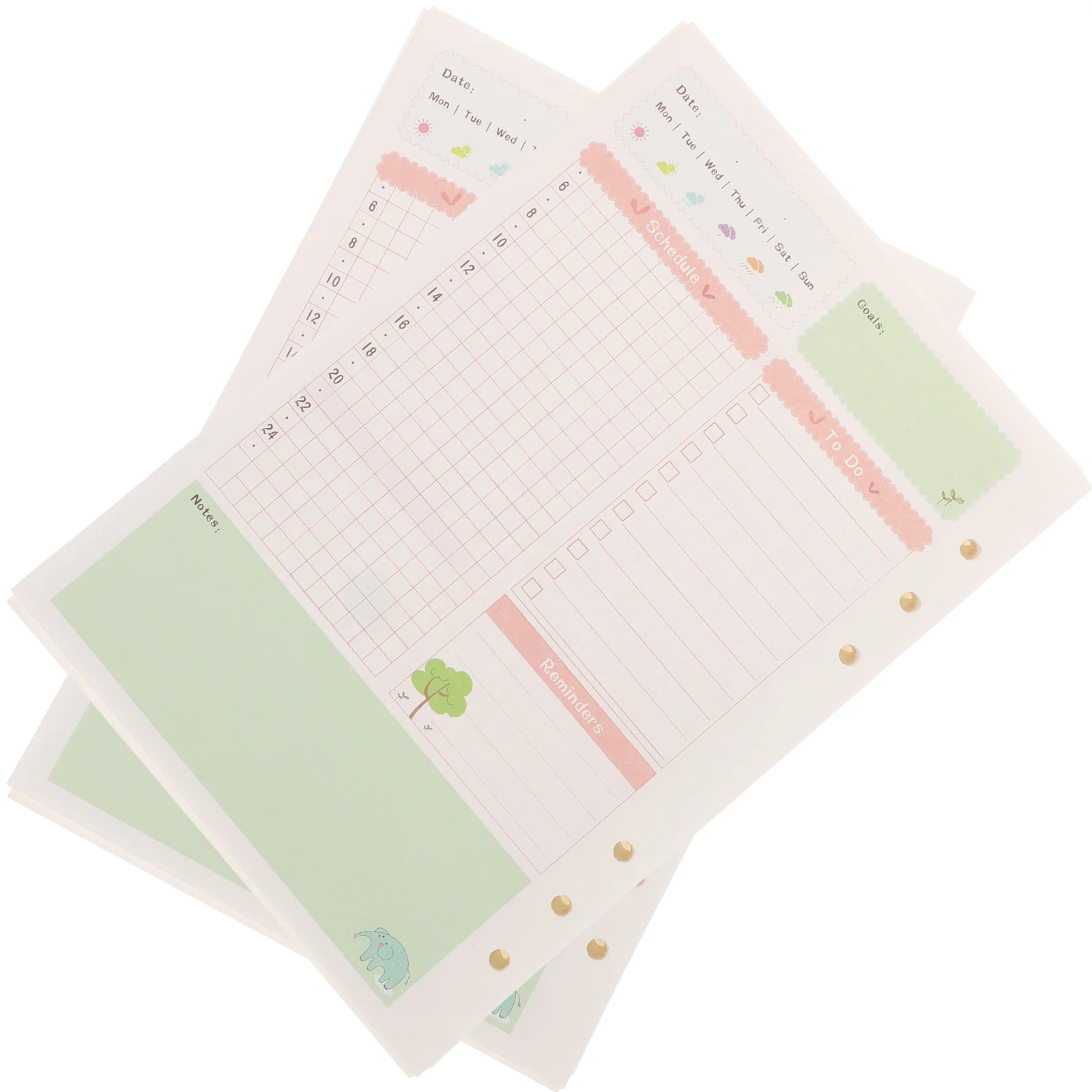 Spiral Aksesuarlar A5 Defter Günde Bir Sayfa Dolum 6 Halkalı Planlayıcı Kağıt Yedek Delikleri