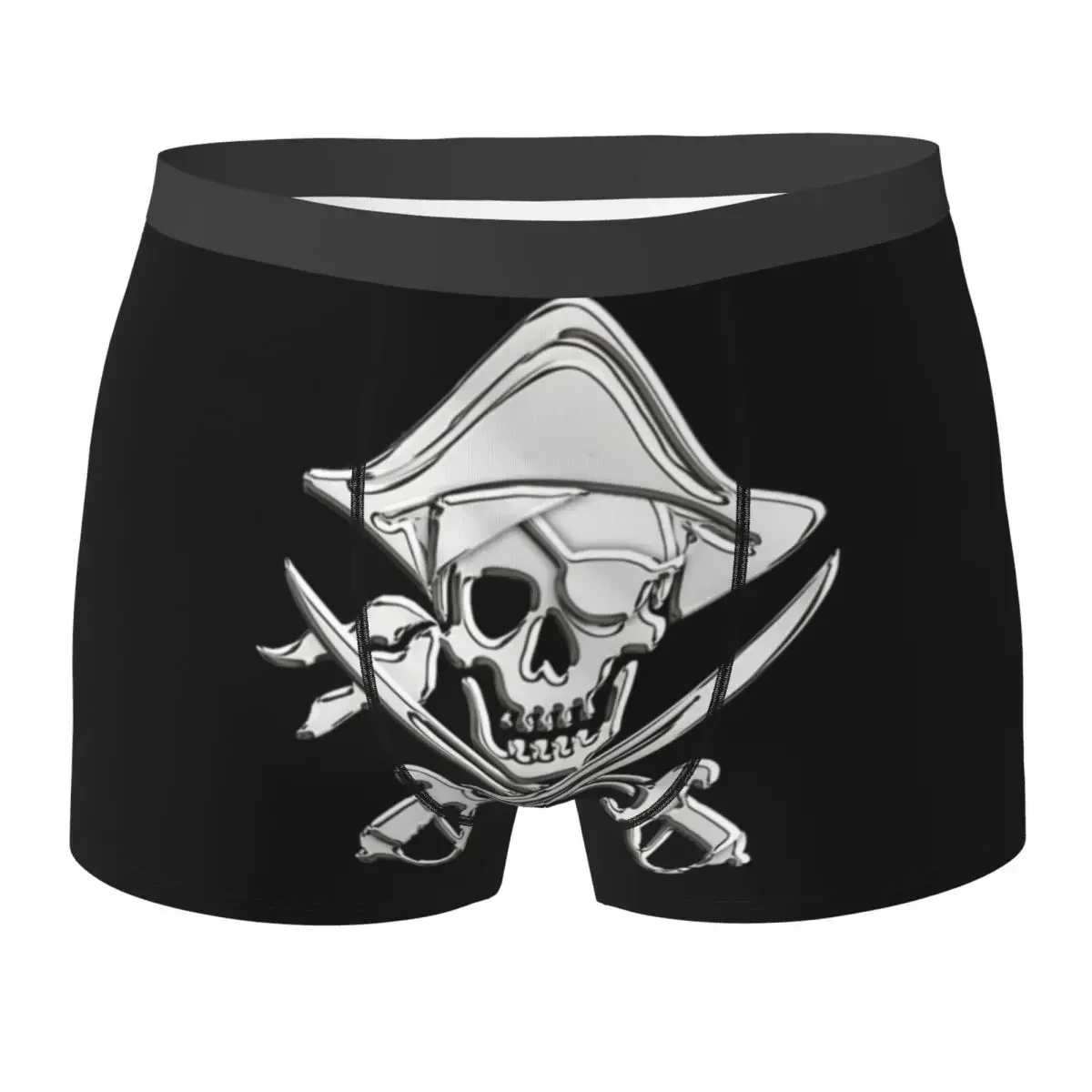 Boxer Underpants Shorts Chrome Nautical Pirate Crossbones Panties Male Ventilate Underwear for Homme Man Boyfriend Gifts