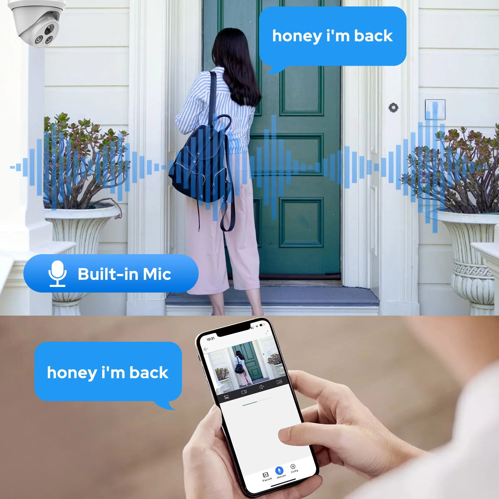 Hikvision Compatible 4MP IR Turret IP Camera Built-in Mic F2.0 lens Human Vehicle Detection Plug&Play with Hikvision NVR APP Vie