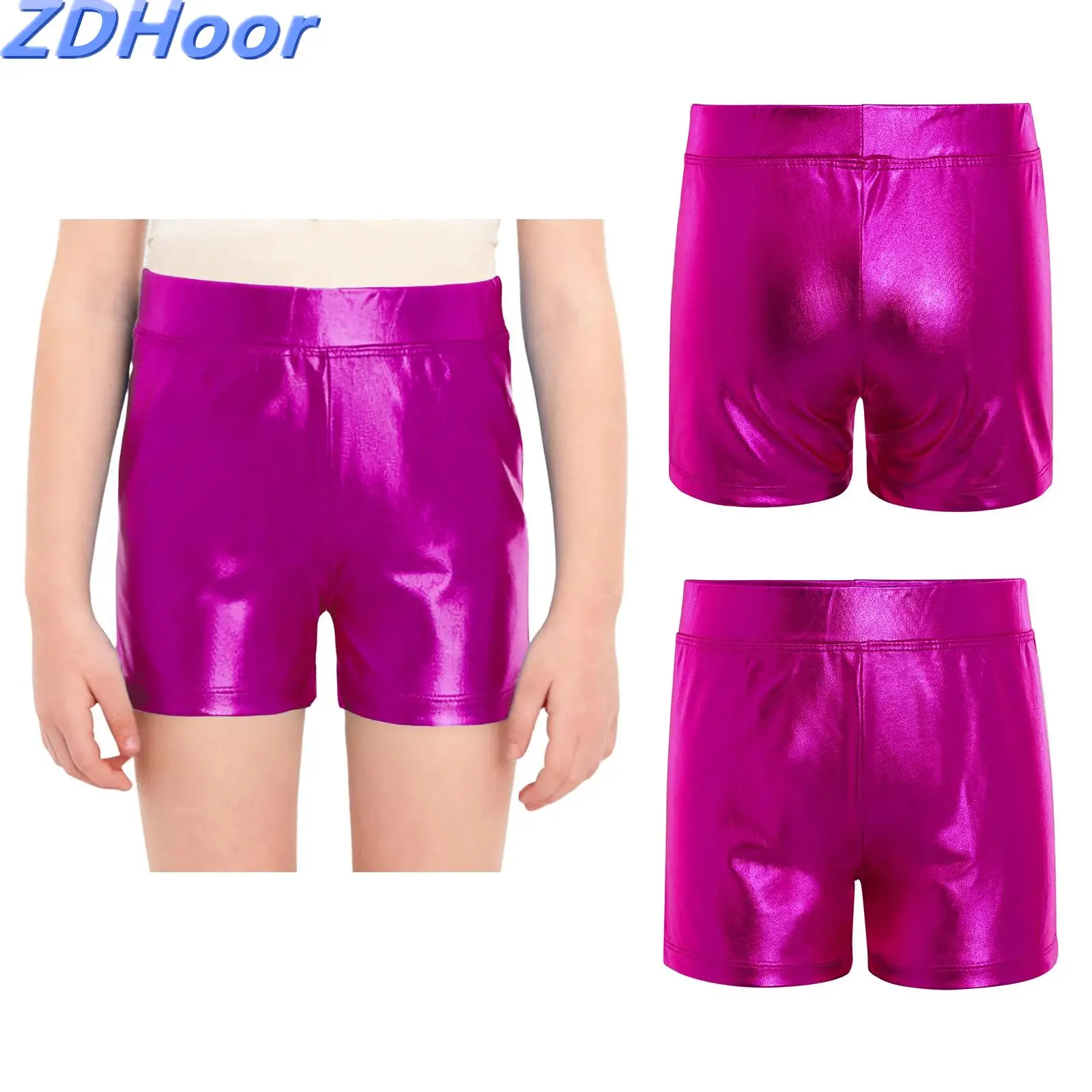 

Детские танцевальные шорты металлик для девочек с эластичным поясом, танцевальные шорты для выступлений на сцене, соревнований