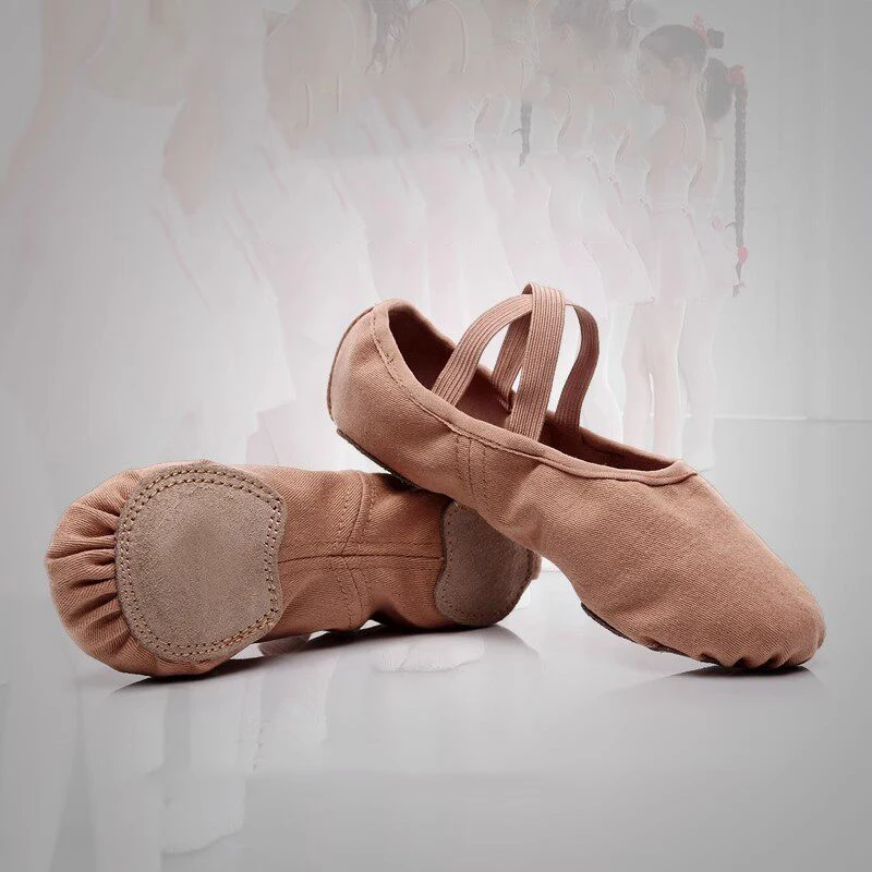 High Elasticity Canvas Ballet Dance Shoes Lace Up Soft Sole Anti Slip Exercise Shoes Children Adults Body Training Dance Shoes