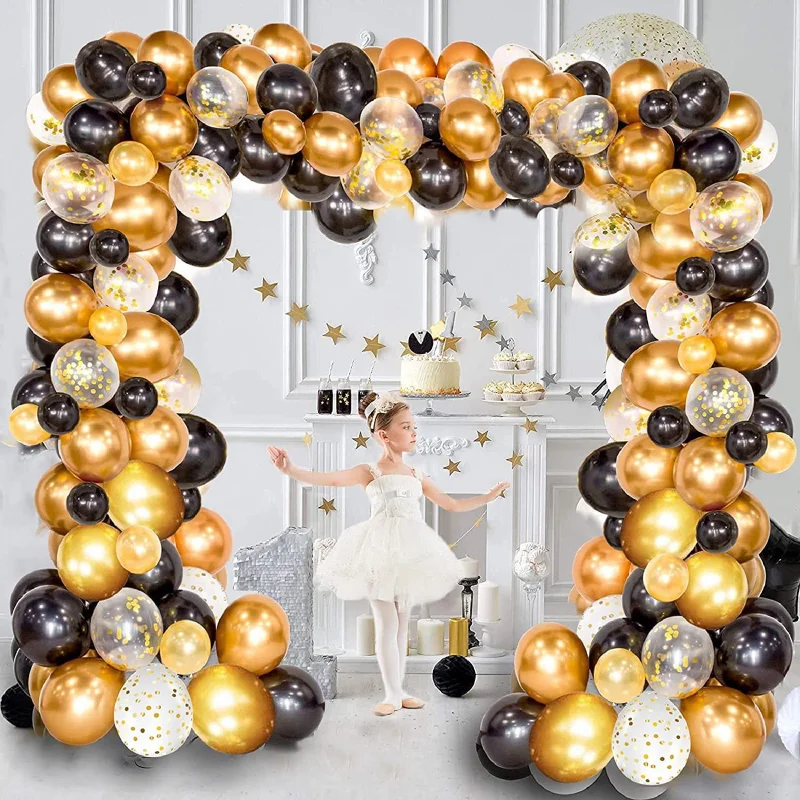 

Black Gold Balloon Garland Arch Kit Confetti Latex Happy 30th 40th 50th Birthday Party Balloon Decorations Adults Baby Shower