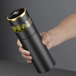 Tasse sous vide intelligente en acier inoxydable 304, affichage de la température à LED, tasse à thé avec cloison en verre, bouteille à thé et à eau, standardisation