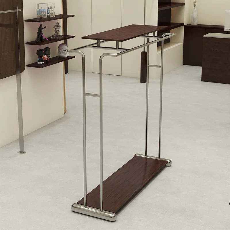 

Clothing store double-row parallel bars shelf stainless steel Nakajima display rack with wheels women's floor-to-ceiling hanger