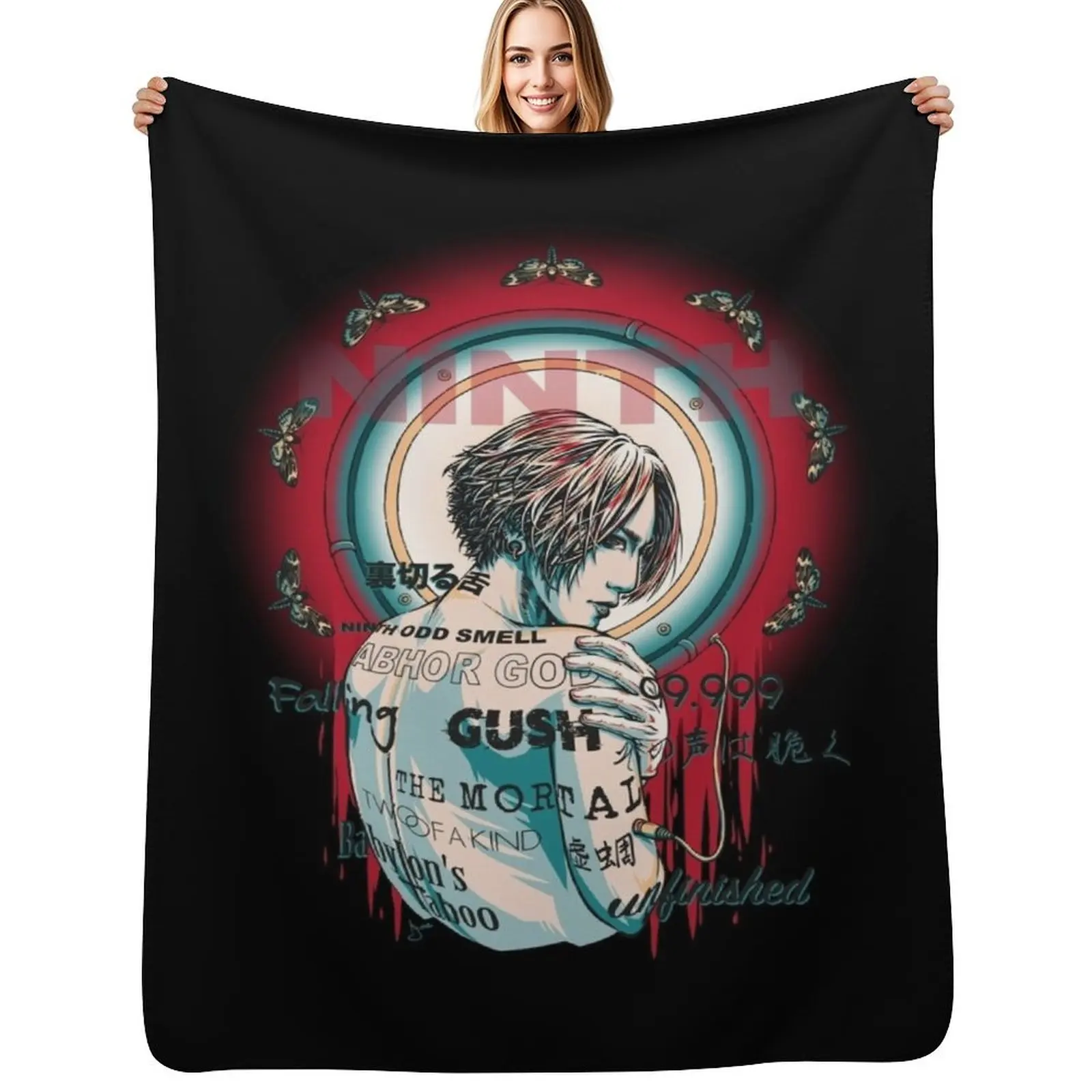 THE NINTH - black version - Throw Blanket warm for winter wednesday Moving bed plaid Multi-Purpose Retros Blankets