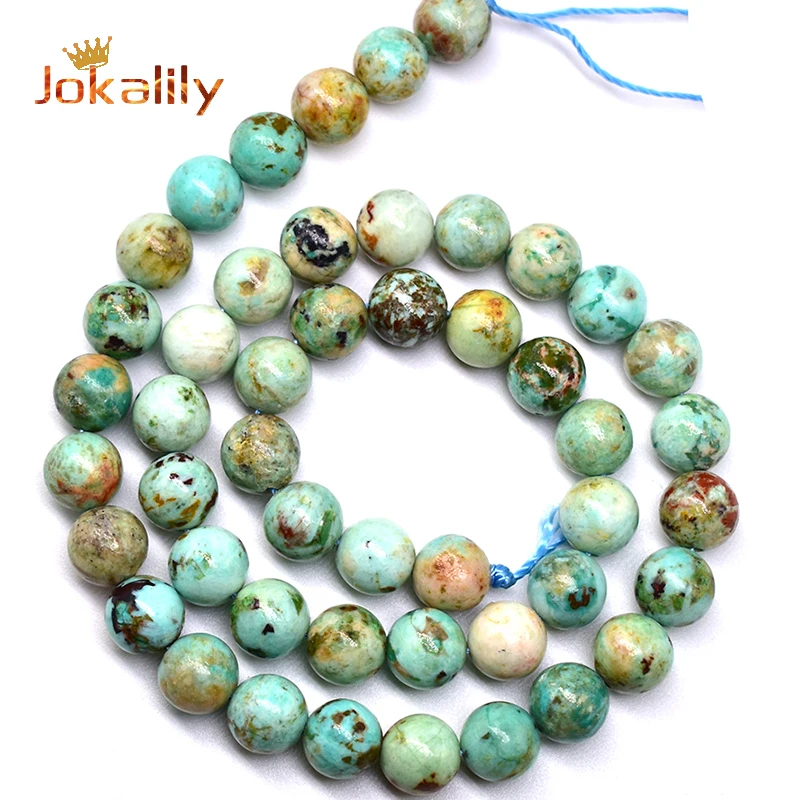 100% Natural Peru Phoenix Turquoise Beads Round Loose Spacer Beads For Jewelry Making Design DIY Bracelet Necklace 6 8mm 15